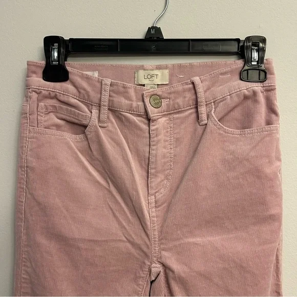 LOFT Pink Corduroy Pants High Rise Skinny Size 0 - Picture 3 of 9